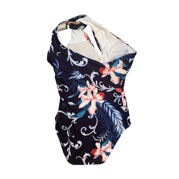 Carmen‎ Marc Valvo Womens 1 Piece One Shoulder Swimsuit Size 6 Multicolor Floral - Picture 2 of 8